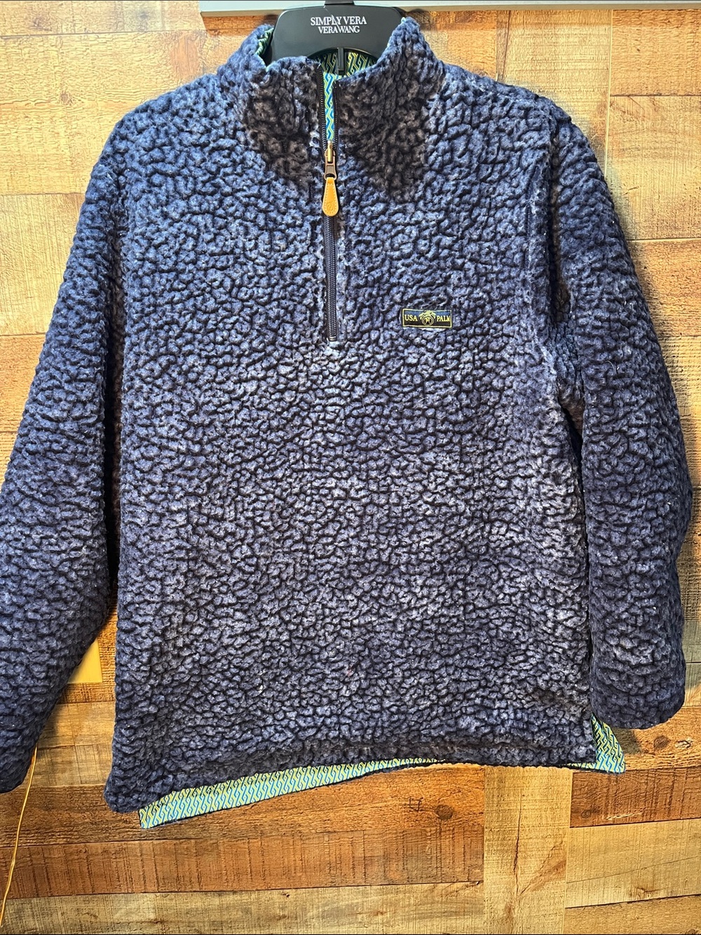 USA Palm reversible Sherpa Half-Zip Pullover men's small